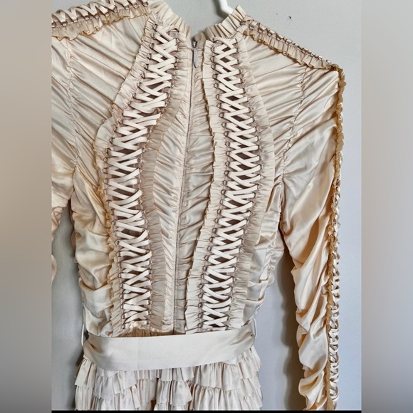 NWOT Zimmermann Espionage Tiered Belted Lace Up Stretch Silk Midi Dress Sz 0/XS - Picture 5 of 8